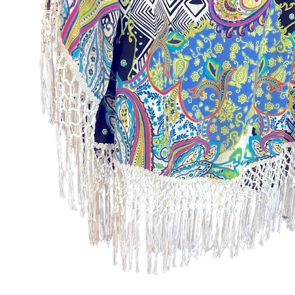 Chico’s Retro Paisley Fringe Tunic Size 2P Medium - Picture 8 of 13